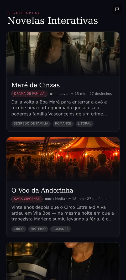 Telas do jogo Novelas Interativas