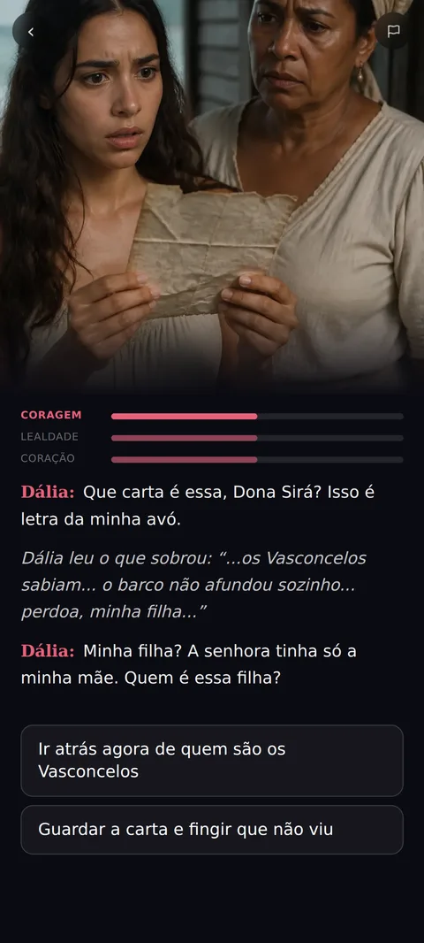 Telas do jogo Novelas Interativas